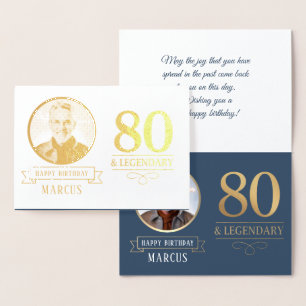 Carte Dorée Anniversaire légendaire 80 ans Navy & Or Élégant