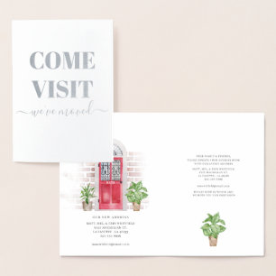 Carte Dorée Aquarelle déplacée Porte rouge Adresse de déplacem