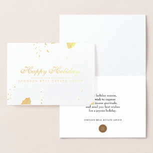 Carte Dorée Aquarelle Holly Foliage BONNES FÊTES