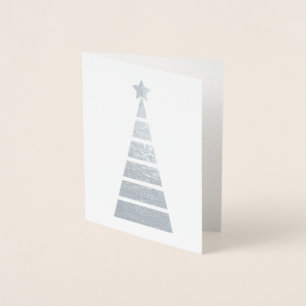 Carte Dorée Arbre de Noël décoré minimaliste en argent