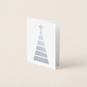 Carte Dorée Arbre de Noël décoré minimaliste en argent