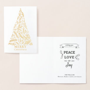 Carte Dorée Arbre de Noël Élégant de Fêtes Hivernales en Or