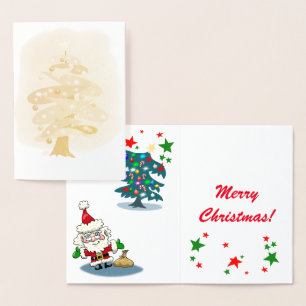 Carte Dorée Arbre de Noël stylisé