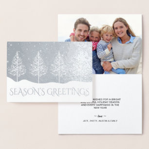 Carte Dorée Arbres de Noël Snowflakes Fête Photo Bonjour