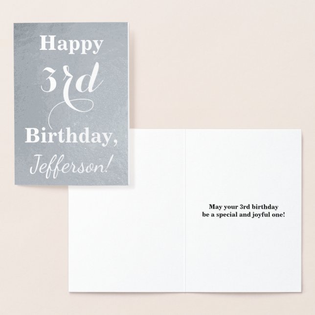 Carte Dorée Argent de base 3e anniversaire + Nom personnalisé (Affichage)