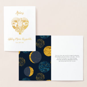 Carte Dorée Aries Astrologie   Signe du zodiaque personnalisé