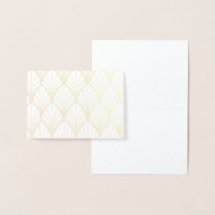 Carte Dorée art déco, belle, ventilateur motif, or, blanc, vin