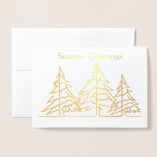 Carte Dorée Art déco graphique Arbre de Noël Photo Noël (Devant avec enveloppe)