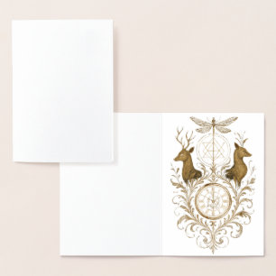 Carte Dorée Art esthétique vintage cerf et libellule en or sal