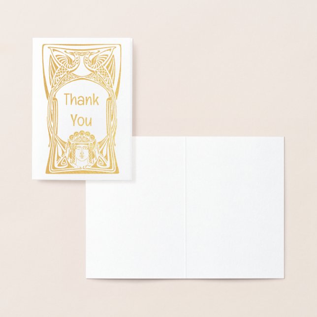 Carte Dorée Art Nouveau Peacock lady (Affichage)