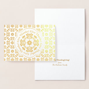 Carte Dorée Art populaire Chrysanthemum Thanksgiving personnal