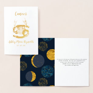 Carte Dorée Astrologie Cancer   Signe du zodiaque personnalisé