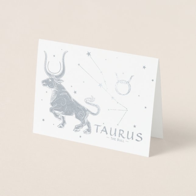 Carte Dorée Astrologie zodiaque élégante | Taurus Anniversaire (Devant)
