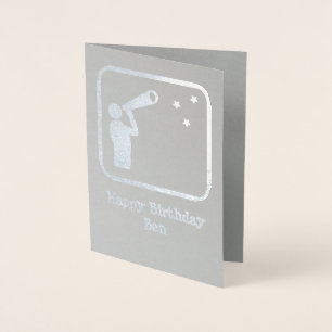 Carte Dorée Astronome avec télescope - Votre photo et votre te