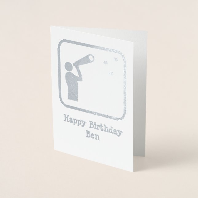 Carte Dorée Astronome avec télescope - Votre photo et votre te (Devant)