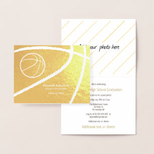 Carte Dorée Athlète de basket-ball sports fête de fin d'études