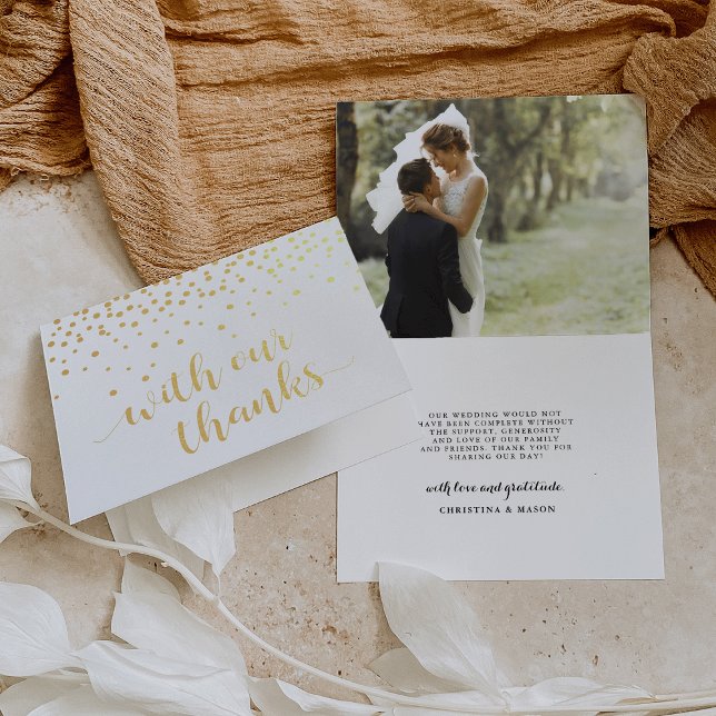 Carte Dorée Avec Notre Merci Mariage Photo Gold Foil Merci (Créateur téléchargé)