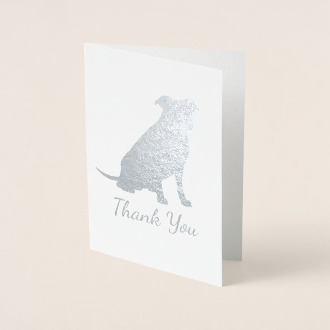 Carte Dorée Baby shower de chien en argent Pit taureau fille P (Devant)