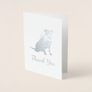 Carte Dorée Baby shower de chien taureau rose