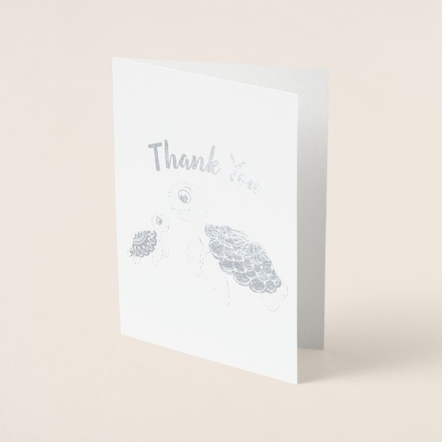 Carte Dorée Baby shower de tortue de mer Co-Ed Genre Neutre (Devant)