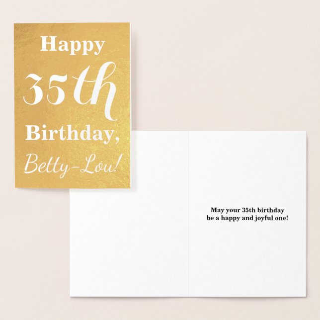 Carte Dorée Base Gold Foil 35e anniversaire + Nom personnalisé (Affichage)