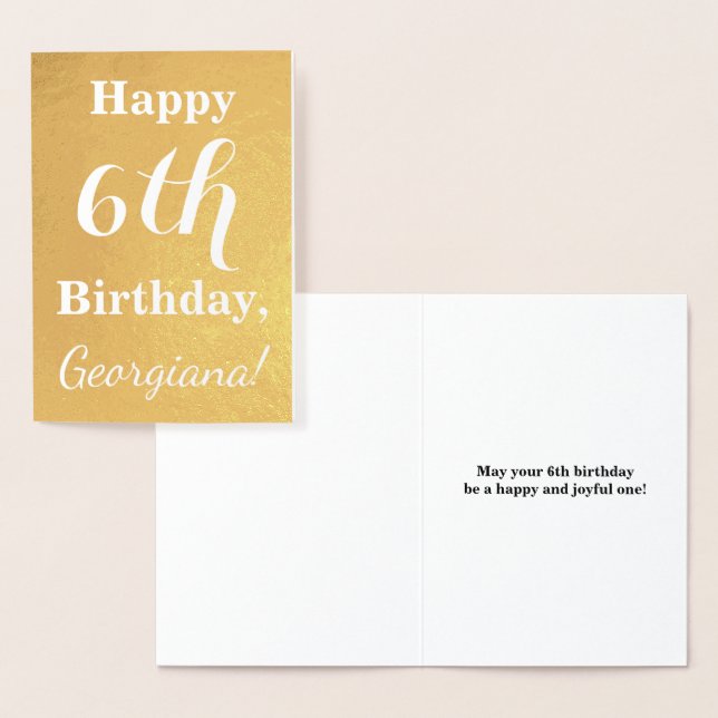 Carte Dorée Base Gold Foil 6e anniversaire + Nom personnalisé (Affichage)
