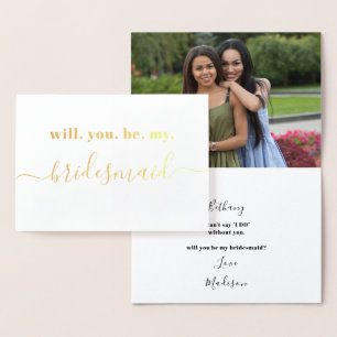 Carte Dorée Be My Bridesmaid - Photo Inside - Modern Gold