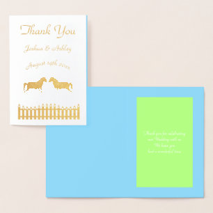 Carte Dorée Beau Cheval Mariage Blanc Personnalisé