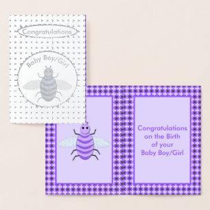 Carte Dorée Bébé mou Bee Neutre Félicitations