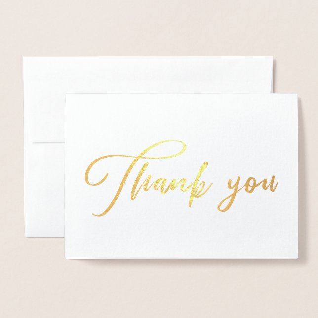 Carte Dorée Belle calligraphie chic Merci (Devant avec enveloppe)