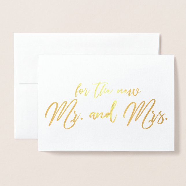 Carte Dorée Belle calligraphie de félicitations de mariage (Devant avec enveloppe)