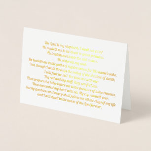 Carte Dorée Belle Psaume 23 Bible Verse Gold Foil Card