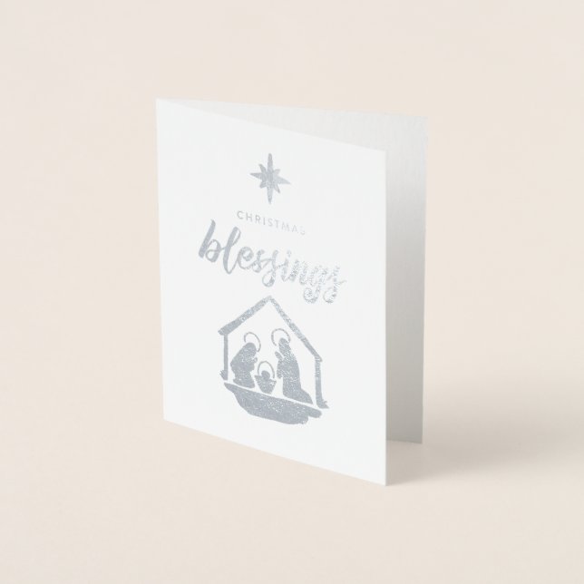 Carte Dorée Bienheureux Noël Nativité Religieuse Foil (Devant)