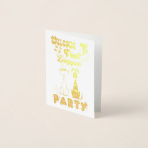 Carte Dorée Bienvenue à la fête à quatre pattes
