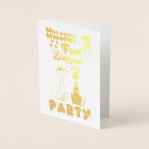 Carte Dorée Bienvenue à la fête à quatre pattes