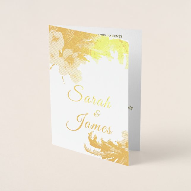 Carte Dorée Boho Aquarelle Florale Pampas Grasse Photo (Devant)