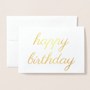 Carte Dorée Bon anniversaire simple calligraphie Or