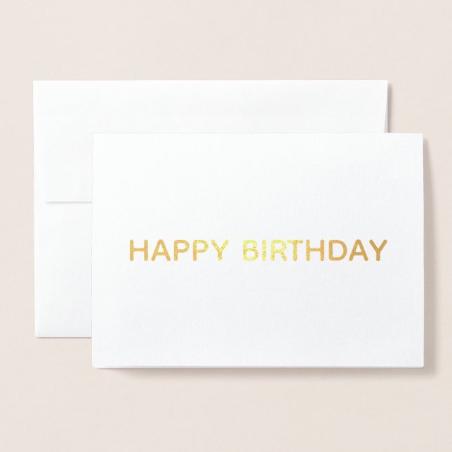 Carte Dorée Bon anniversaire simple moderne Gold Foil Card (Devant avec enveloppe)