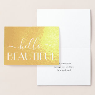 Carte Dorée Bonjour Belle Typographie Moderne Chic Note Pliée