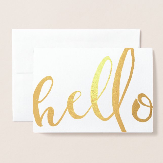 Carte Dorée Bonjour Gold Foil Script (Devant avec enveloppe)