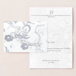 Carte Dorée Bonne 25ème anniversaire Mariage d'argent Foil Car