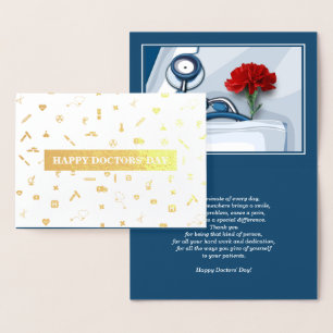 Carte Dorée Bonne fête des médecins. Red Carnation Luxe