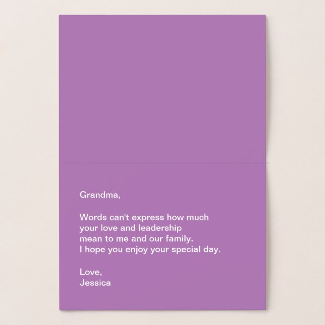 Carte Dorée Bonne fête des mères à ma grand-mère Élégant or (Intérieur)