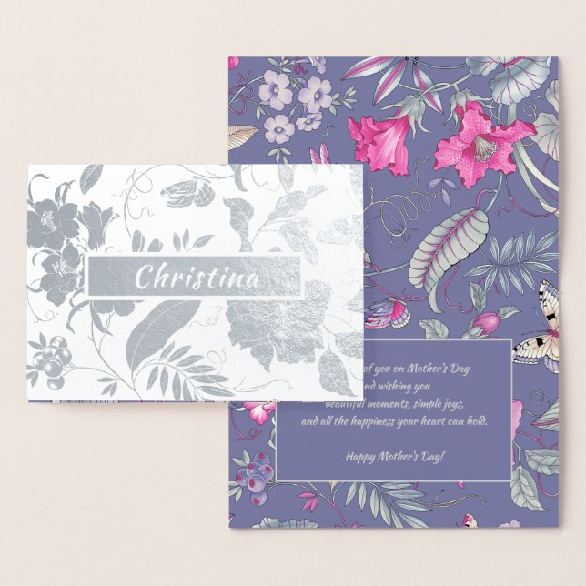 Carte Dorée Bonne fête des mères. Nom personnalisé Luxe (Affichage)