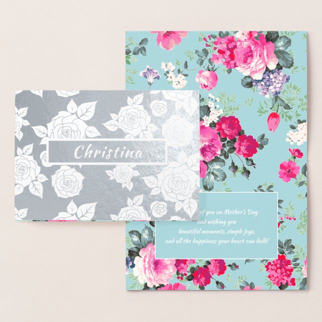 Carte Dorée Bonne fête des mères. Nom personnalisé Luxe (Affichage)