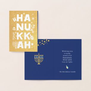 Carte Dorée Bonne Hanoukka Real Foil Card