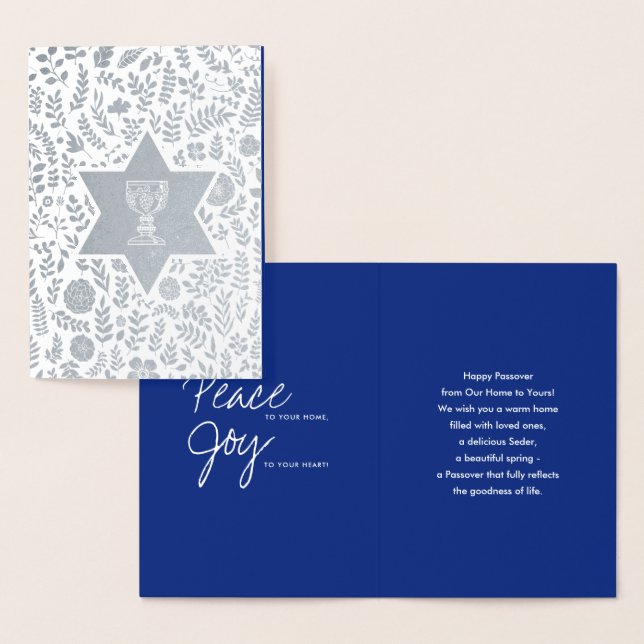 Carte Dorée Bonne Pâque. Étoile de David et Kiddush (Affichage)