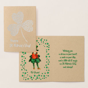 Carte Dorée Bonne Saint Patrick. Petit garçon irlandais