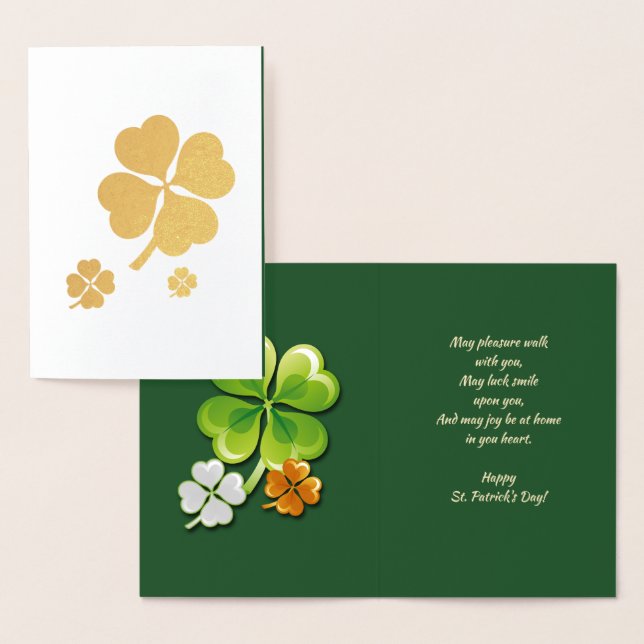 Carte Dorée Bonne Saint Patrick. Shamrocks Tricolor (Affichage)