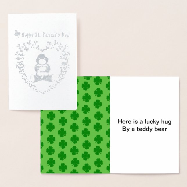 Carte Dorée Bonne St. Patrick's Day Bear Heart, ZKOA Foil Card (Affichage)